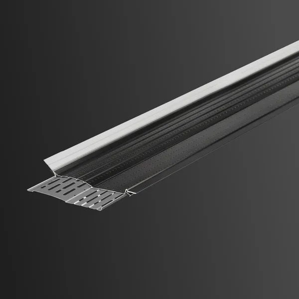 Alu-Rex perforated aluminum gutter protection installed on a seamless gutter